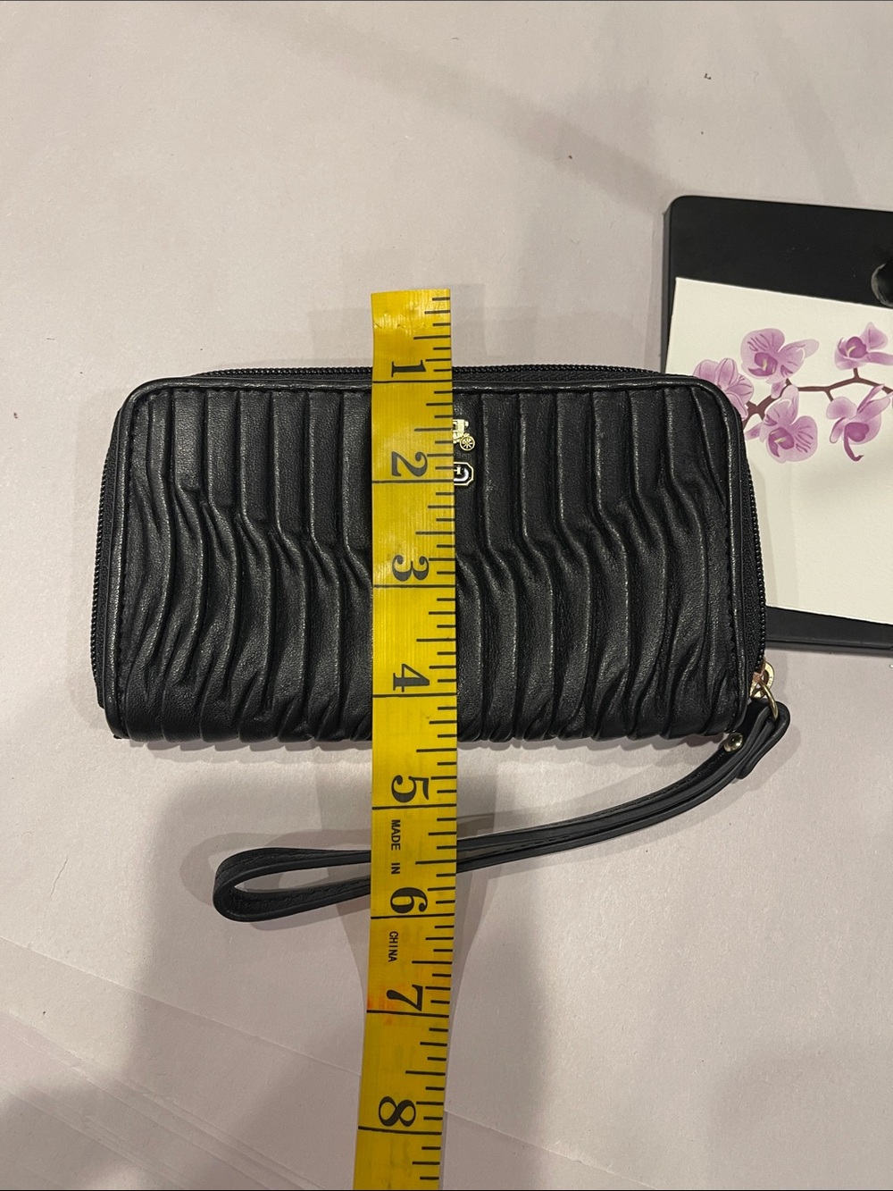 COACH Madison Gathered Twist Pleated Black Leather Clutch Wristlet - Picture 6 of 6